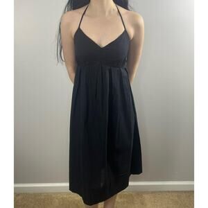 Vintage Lucky Brand Halter Dress Size Small Black Cotton Lightweight
